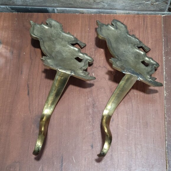 Brass Ho Ho Ho Christmas Santa Claus Sleigh Stocking Holder Hanger  Set of 2 - Picture 4 of 10